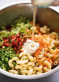 Yet her pasta salad always included fusilli pasta, little slivers of hard salami, black olives, tomatoes, and cheese. Macaroni Salad Recipetin Eats