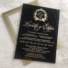 Vintage Formal Black And Gold Acrylic Wedding Invitations For Fall And Winter Ws277 Acrylic Wedding Invitations Wedding Invitation Cards Printing Wedding Invitations