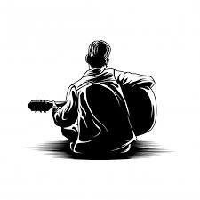 Black And White Anime Boy With Guitar Boy Playing Guitar View Back Illustration In 2020 Playing Guitar Guitar Illustration Guitar Drawing