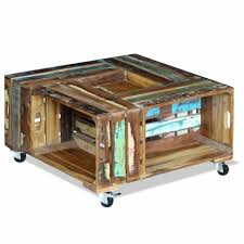 Would you like to transform simple wooden boxes in a the council today is about making a practical recycled table center. Vidaxl Solid Reclaimed Wood Coffee Side End Table Couch Stand W Wheels 8718475993940 Ebay