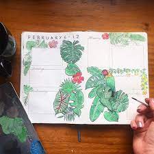 Tropical Bulletjournal Bulletjournaljunkies Bujo Bujojunkies Leuchtturm1917 Watercolor Tropical Illus Leaf Drawing Drawings Bujo Inspiration