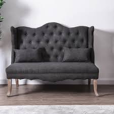 Shop wayfair for all the best loveseat tufted sofas. Cobre Grove Cherkva Agrupado Wingback De Dos Plazas Banco Gris Transitorio Rustico Ebay