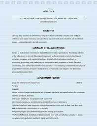 professional chemist resume samples for
