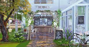 sims4 waterside street 餐廳 花店和服裝店 fixed for seasons ruby s home design sims house design outdoor structures