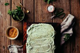 fresh mint frosting on a chocolate sheet cake - subtle st. patrick's day ...