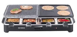 Severin Gril Raclette Avec Pierre Naturelle Et Plaque En Fonte Reversible 1 500 W Env Inclus 8 Poelons Rg 2341 Plaque En Fonte Pierre De Cuisson Raclette