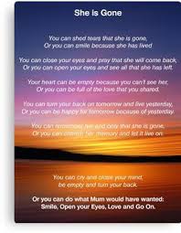 She Is Gone Funeral Poem For Mum Canvas Print By David Alexander Elder Funeral Poems Mom Poems Mum Poems