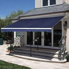 Manual 13 Ft W X 8 Ft D Polyester Retractable Standard Patio Awning Patio Awning Retractable Awning Patio Sun Shades