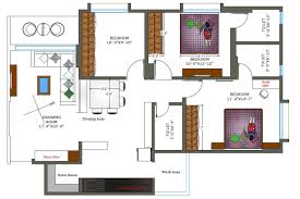 The width is 2 square units. 2d Cad Drawing 2bhk House Plan With Furniture Layout Design Autocad File Cadbull