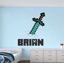Boys Sword Personalized Name Wall Decal Bedroom Design Decals Video Game Wall Decal Murals Kids Bedroom Wallpaper Name Wall Decals Wall Decals