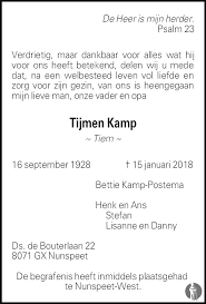 Places oldebroek business servicebusiness consultant van klompenburg administraties en belastingadvies. Tijmen Tiem Kamp 15 01 2018 Overlijdensbericht En Condoleances Mensenlinq Nl