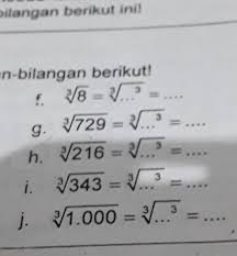 Akar kuadrat adalah invers dari kuadrat atau pangkat dua. Isilah Hasil Akar Pangkat Tiga Dari Bilangan Bilangan Berikut Brainly Co Id