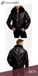 Sale Lamb Leather Down Jacket With Fox Fur Mens Leather Jacket Biker Bomber Jacket Vintage Blue Bomber Jacket