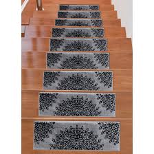 Light & dark grey carpets a grey carpet is the 'go to' colour when creating a modern interior design. Beverly Rug Indoor Non Slip Carpet Stair Treads W Installed Tape 9 X28 Medallion Dark Grey Black Overstock 32207734