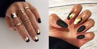 Nail art chic splatter nail art have some fun with your color, and splatter dots of metallic gold, pink, coral, and deep red for an abstract nail art design. 30 Black And Gold Nail Designs And Ideas For 2021