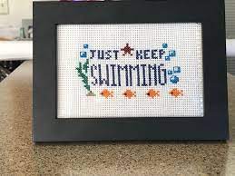 9 dmc this pdf pattern. Just Keep Swimming Finding Nemo Finding Dory Cross Stitch Etsy