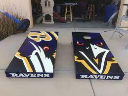 The baltimore ravens are a professional american football team based in baltimore. Baltimore Ravens Cornhole Boards I Built For A Customer Cornhole Designs Woodworking For Kids Baltimore Ravens Gifts