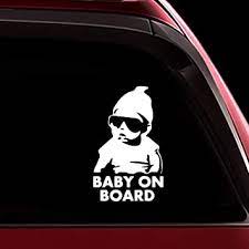 Amazon Com Totomo Baby On Board Sticker For Cars Funny Cute Safety Caution Decal Sign For Car Window And Bumper No Need For Magnet Or Suction Cup Carlos From The Hangover