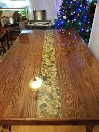 Dining Room Kitchen River Rock Epoxy Diy Home Made Table French Country Garden Decor Diy Dining Table Wood Dining Table