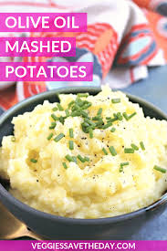 Olive Oil Mashed Potatoes Are Luxuriously Creamy Without Any Milk Or Butter This Easy Vegan Me Easy Potato Recipes Olive Oil Mashed Potatoes Vegan Side Dishes