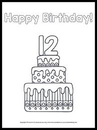 Let's jump right in with happy birthday coloring pages. Cute Printable Happy 12th Birthday Cake Coloring Page The Art Kit