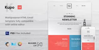 The platform provides its users 100+ free responsive email templates and all the necessary settings to create their own templates from scratch. Kupo Html Email Template Builder 2 0 By Maileden Themeforest