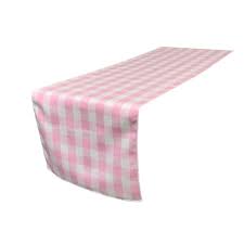 La Linen 14 In X 108 In White And Pink Polyester Gingham Checkered Table Runner White Pink Table Runners Striped Table Runner Pink