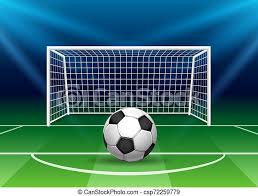 They rest on top of the field and are not planted in the ground. Football Goal With Soccer Ball Stadium Goal Post Penalty Kick Vector Soccer Gate On Football Field With Net At Night Canstock