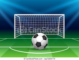 They rest on top of the field and are not planted in the ground. Football Goal With Soccer Ball Stadium Goal Post Penalty Kick Vector Soccer Gate On Football Field With Net At Night Canstock