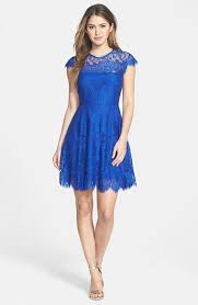 Free Shipping And Returns On Bb Dakota Rhianna Illusion Yoke Lace Fit Flare Dress At Nordstro Fit And Flare Cocktail Dress Women Lace Dress Lace Blue Dress
