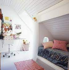 The slanted ceiling in the bedroom is not easy to treat. Pin By Christy Welch On Things I Love For The House Bedroom Loft Loft Room Kid Room Decor