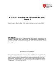 Is lazy and neglects his duties. Personal Development 1 Psy1015 Foundation Counselling Skills Essay 2 Word Count Excluding Title And References Section 1132 Declaration By Course Hero