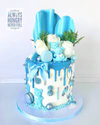 Blue Baby Shower Drip Cake Blue Baby Shower Cake Drip Cakes Baby Shower Drip Cake