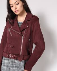 Veste en suedine leffet de franges en cuir. Wildlederjacke Granatrot 323297326a03 Pimkie