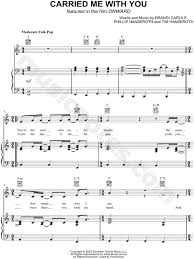 Brandi Carlile Carried Me With You Sheet Music In C Major Transposable Download Print Sheet Music Digital Sheet Music Brandi Carlile