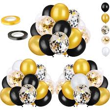 • latex balloons measure 12 when fully inflated. 72 Pack Black Gold Confetti Balloons Kit 12 Inch Black Gold White Balloons And Gold Confetti Balloons With Balloon Ribbons For Graduation Birthday Wedding Baby Shower Party Decorations Walmart Com Walmart Com