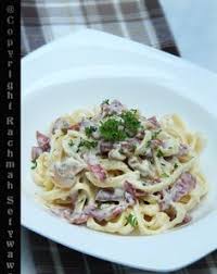 Fettucini Carbonara Ala Mbak R Pasta Carbonara Makanan Minuman Resep Makanan