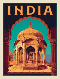 India Anderson Design Group Vintage Poster Design Retro Travel Poster India Poster