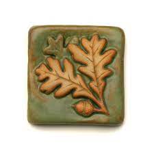 Oak leaf and acorn craftsman art tile with tan glaze. Oak Leaf Acorn Ceramic Tiles For Kitchen Or Bathroom Oak Leaves And Acorns Arts And Crafts Tiles Craftsman Tile
