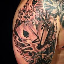 Matt Wear On Instagram Aces High Aces Blackandgreytattoo Roses Texas Holdem Seattletattoo Seahawks Seattl Poker Tattoo Flame Tattoos Card Tattoo