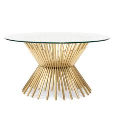Metal stand with glass center coffee table. Sassy 90cm Round Glass Coffee Table Brushed Gold Base Interior Secrets