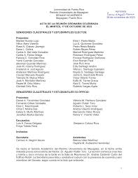 Universidad de Puerto Rico Recinto Universitario de Mayagüez SENADO  ACADÉMICO Mayagüez, Puerto Rico ACTA DE LA REUNIÓN ORDIN