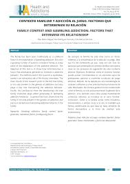Elaboren reglas que pongan fin al racismo en el fútbol en toda europa, . haciendo de él el juego familiar que todos queremos ver. Pdf Contexto Familiar Y Adiccion Al Juego Factores Que Determinan Su Relacion