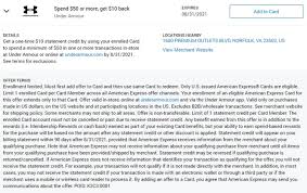 Not eligible for military or first responder discounts. Under Armour Amex Offer Spend 50 Get 10 Back Buy Physical Gift Card Gc Galore