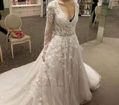 Illusion Sleeve Plunging Ball Gown Wedding Dress David S Bridal Ball Gowns Wedding Wedding Dress Sleeves Davids Bridal Gowns