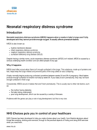 Neonatal Respiratory Distress Syndromenhschoices Pdf Preterm Birth Infants