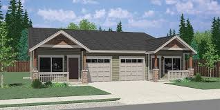 25 Ft Wide Duplex House Plan With Garage 3 Bed 2 Bath Plan D 678 Duplex House Plans Duplex Floor Plans Duplex House