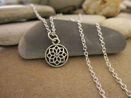 Tiny Silver Mandala Necklace 925 Sterling Silver Dainty Etsy Mandala Necklace 925 Sterling Silver Chain Mandala Jewelry
