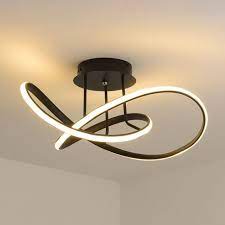 A white fixture will blend right into the ceiling, and chrome can add a bit of clean sparkle to a kitchen or bathroom. 19 5 W Acrylic Swirl Wave Ceiling Mount Minimal Led Black Semi Flush Mount Light Fix Light Fixtures Flush Mount Semi Flush Mount Lighting Flush Mount Lighting
