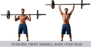 Standing Front Barbell Raise Over Head Overhead Press Muscle Building Workouts Military Press